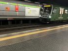 The metro train pulling up