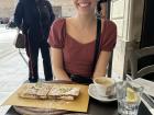 This cafe sold sweet paninis! I got a sandwich with mascarpone cream, Nutella and pistachios.