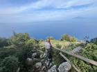 Me on the island of Capri with the volcano Vesuvius in the back
