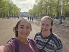 My friend Claire and I taking a picture on the road leading up to Buckingham Palace.