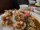 Korean fried chicken with rice and curry