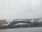A view of Inspire Arena from a car window