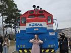 Standing in front of a Korail train at Gyeonghwa Station