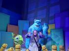 Posing with Sulley and Mike from Monsters, Inc. at the Mundo Pixar: Pixar, Into the World of Imagination pop-up exhibition
