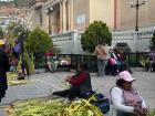 Preparations for Holy Week in Tarma, Junín include woven palm leaves sold for Palm Sunday
