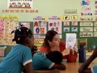 Tutoring some of my students on distinguishing the letter b from the letter d