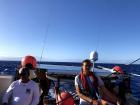 My turn to steer as we head home to Oʻahu on Hikianalia