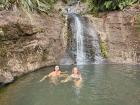 Swimming at Wai Maringi (Fairy Falls); the water was a bit chilly...