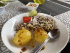 A plate of chocho, served with lime and spicy potatoes