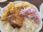 An example of a plate with cuy and rice!