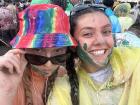 Me and a volunteer friend at the giant paint war in the city. There was so much mud!