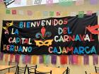 A sign that says: "Welcome to Capital of Peruvian Carnaval, Cajamarca"