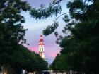 The primary church in Plato in the background, seen during one of my frequent sunset walks