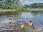 Swimming in a pond at a farm near my town