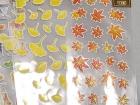 Ginkgo leaves (the yellow leaves) and maple leaves (the red leaves) are popular designs for stickers and other decorative items