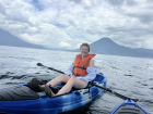 Kayaking on lake Atitlán. Volcán San Pedro is behind me!