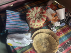 Paola's baskets and cloth for keeping tortillas warm