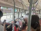 This is me on a public bus in Seoul. I take the bus a lot to get around. They are very efficient.