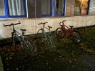 This is where students store their bikes outside dorm halls