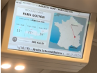 The map tracking our route inside the train