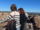 My friends and I looking over Siena from the Museum look point