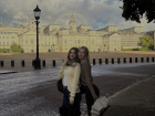 My friend Lily and me after a rainy day in the city 