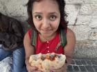 Enjoying cevapi after a long day of swimming