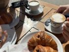 Chocolate croissant with a cappuccino to start off the day