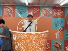 Me in a bucket at a Popeye's pop-up event in Rio de Janeiro