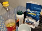 Ingredients for empanada dough: flour, salt, water and oil
