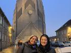 My roommate and I after watching a play at Grundtvigs Kirke, the church referenced in Shrek 
