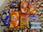Finger foods: various kinds of chips and cookies that are available at roadside shops 