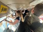 In a cramped combi with other volunteers