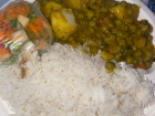 A plate of Indian food--it was yummy!