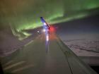 A view of the northern lights when flying over Iceland- they were so vibrant, you could apparently even see them even in Texas this year!