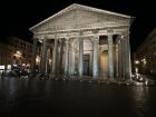 The glow of the lights makes the ancient Roman temple look even more powerful after dark