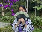 I am dressed up in a traditional Japanese kimono!