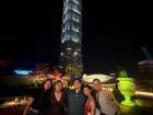 My friends and I take a photo before the fireworks start at a rooftop building near Taipei 101