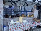 Dairy products being sold in Voskopoje, which is a mountain village 