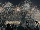 Fireworks at Dongshi fishing village for Mid-Autumn Festival
