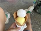 Taro and passion fruit ice cream at the Taitung train station