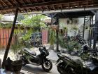The motorcycles belonging to a family and their guests