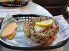 Montreal-style everything bagel with lox and cream cheese