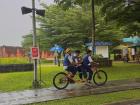 Some schoolboys we saw riding a tandem bike at Taman Mini