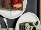 A chocolate-covered strawberry, and a Dubai Chocolate Cake I enjoyed with a friend after work