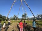 This is a Linge Pinge, a traditional Nepali bamboo swing constructed during the Dashain festival time