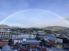 A massive rainbow stretching over Hobart!