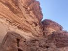 This is the detailed view of rock texture and size in Wadi Rum
