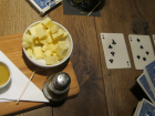 Playing cards and eating cheese