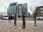 Famine memorial located along the quays near the boat 